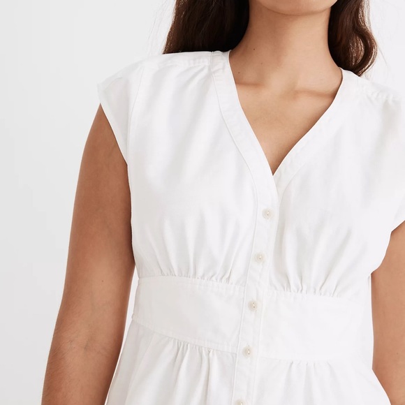 Madewell Denim Cap-sleeve Button-front Dress in Tile White, Sz 2 NWT - Picture 4 of 5